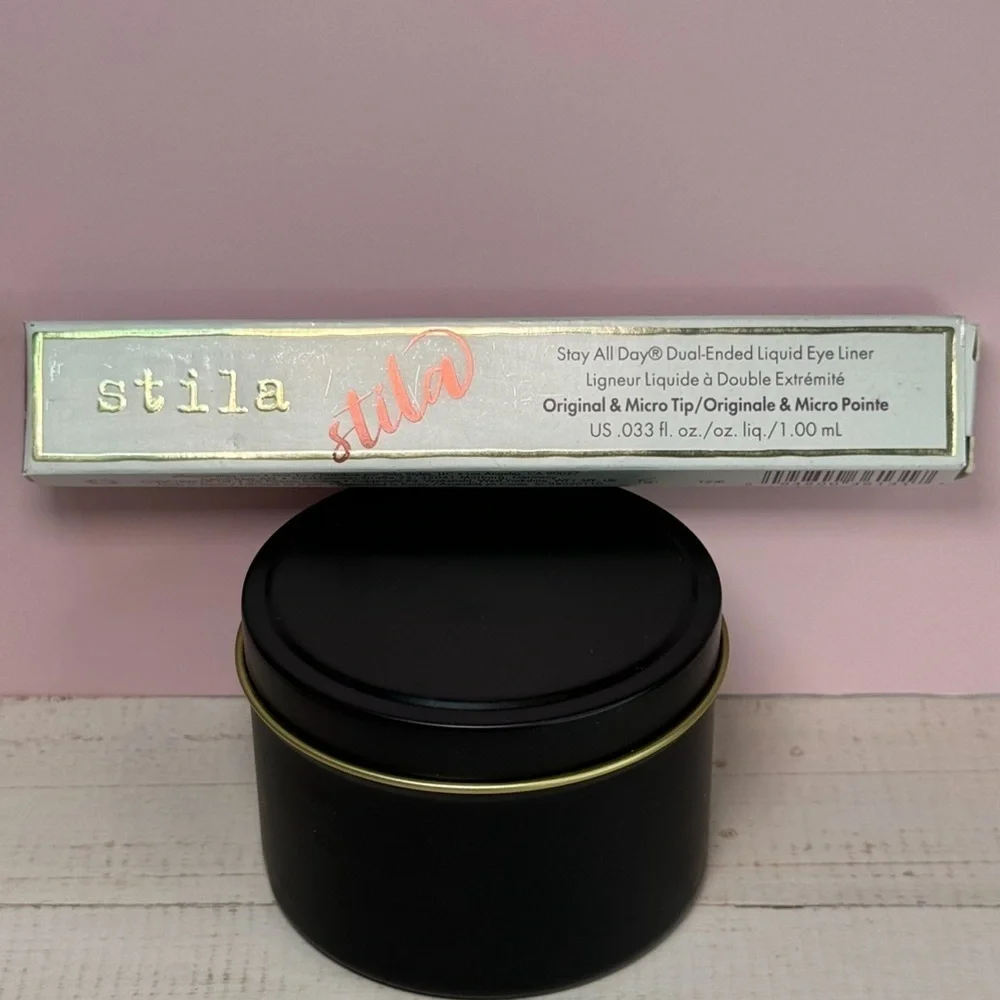 Stila Stay All Day Dual Eyeliner-Original & Micro (Black & Mai Tai) NIB .033 oz